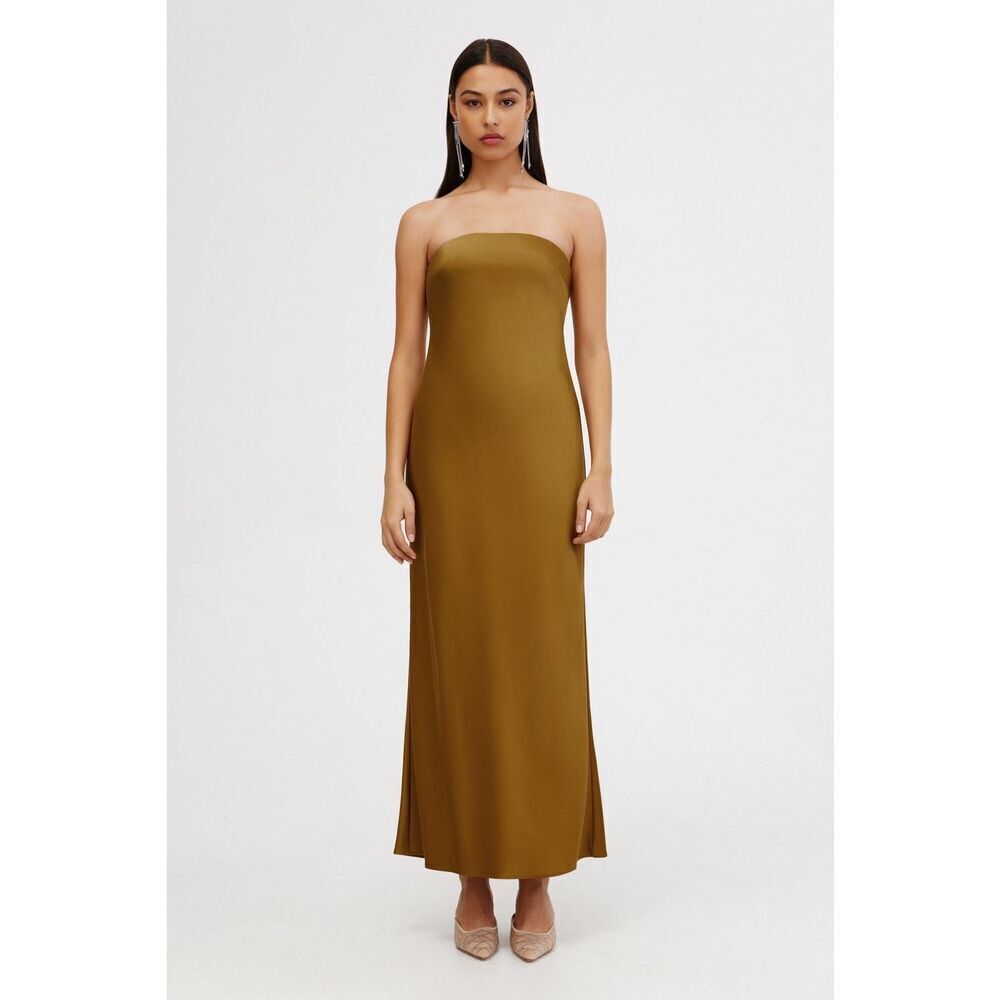 Significant Other Esme Strapless Dress in Dark Gold cocktail vacation Size 4 NWT